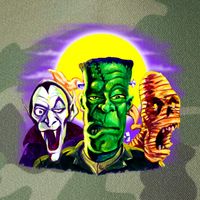 Frankenstein Mummy Three Monsters Legacy Tie Dye Trucker Hat