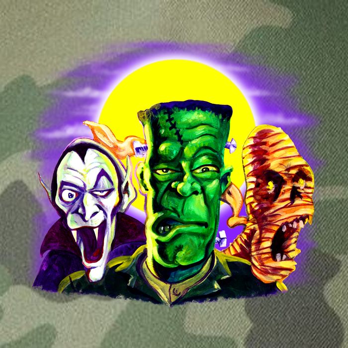 Frankenstein Mummy Three Monsters Legacy Tie Dye Trucker Hat