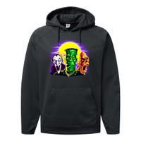 Frankenstein Mummy Three Monsters Performance Fleece Hoodie