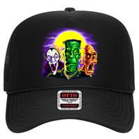 Frankenstein Mummy Three Monsters High Crown Mesh Back Trucker Hat