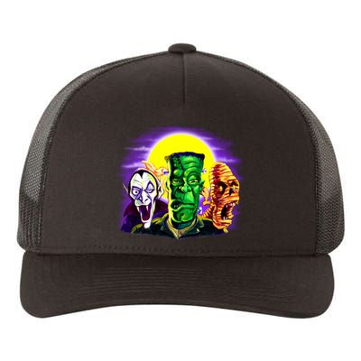 Frankenstein Mummy Three Monsters Yupoong Adult 5-Panel Trucker Hat