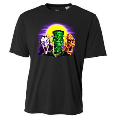 Frankenstein Mummy Three Monsters Cooling Performance Crew T-Shirt