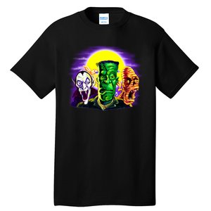 Frankenstein Mummy Three Monsters Tall T-Shirt