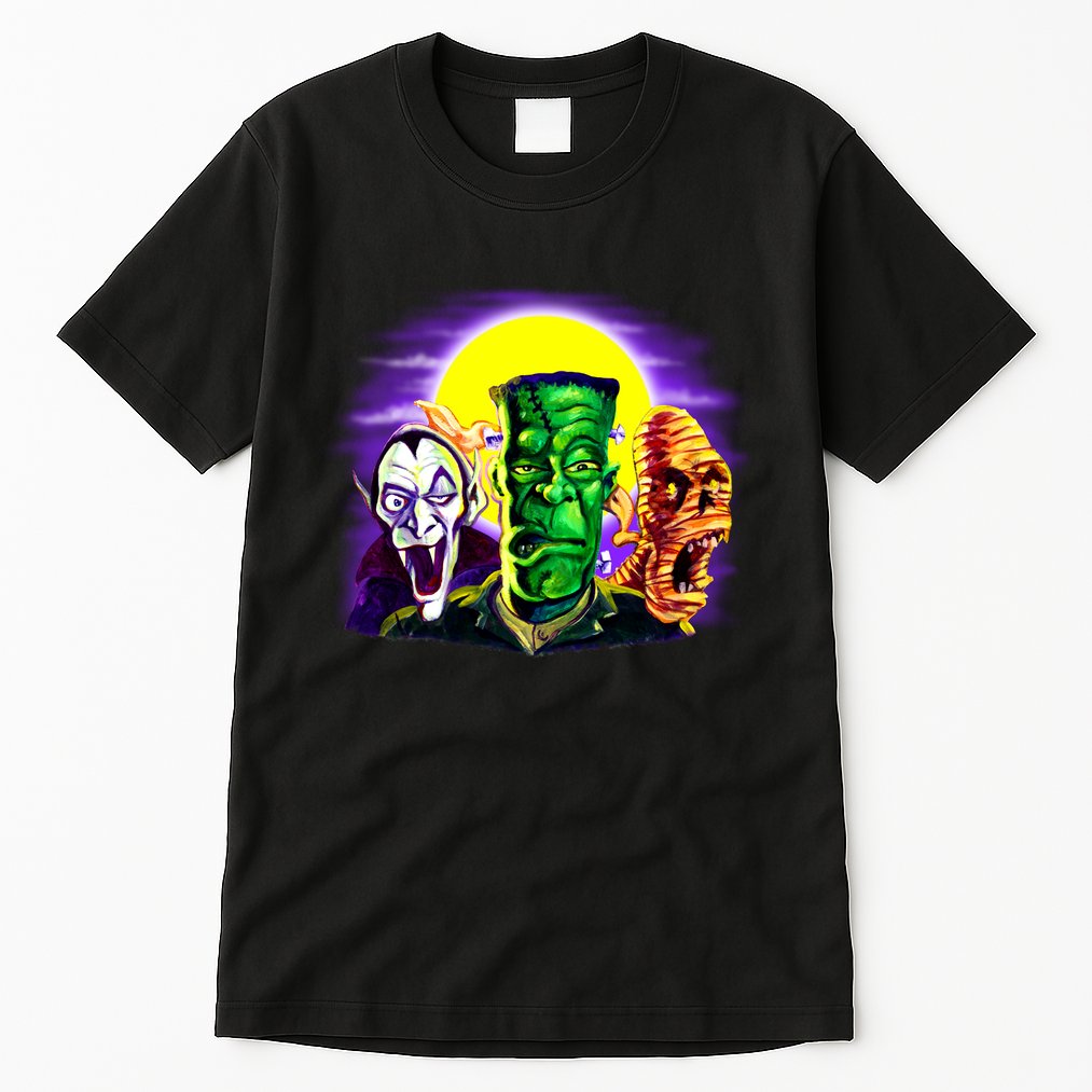 Frankenstein Mummy Three Monsters Tall T-Shirt