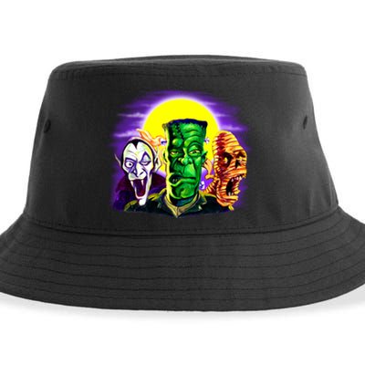 Frankenstein Mummy Three Monsters Sustainable Bucket Hat