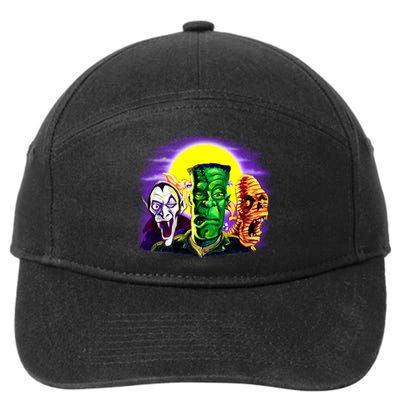 Frankenstein Mummy Three Monsters 7-Panel Snapback Hat