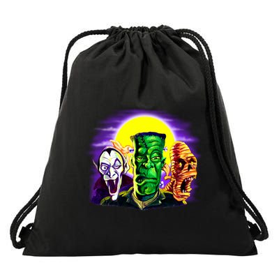 Frankenstein Mummy Three Monsters Drawstring Bag