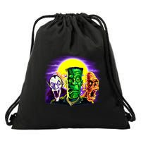 Frankenstein Mummy Three Monsters Drawstring Bag