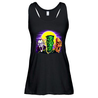 Frankenstein Mummy Three Monsters Ladies Essential Flowy Tank