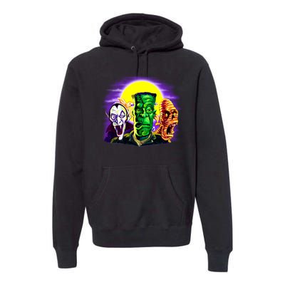 Frankenstein Mummy Three Monsters Premium Hoodie