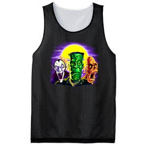 Frankenstein Mummy Three Monsters Mesh Reversible Basketball Jersey Tank