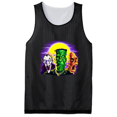 Frankenstein Mummy Three Monsters Mesh Reversible Basketball Jersey Tank
