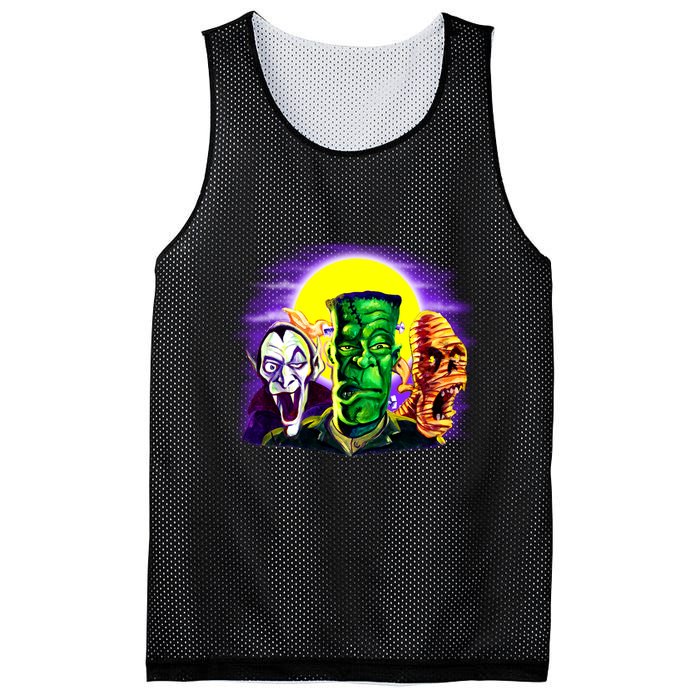 Frankenstein Mummy Three Monsters Mesh Reversible Basketball Jersey Tank