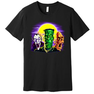 Frankenstein Mummy Three Monsters Premium T-Shirt