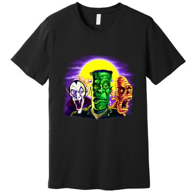 Frankenstein Mummy Three Monsters Premium T-Shirt