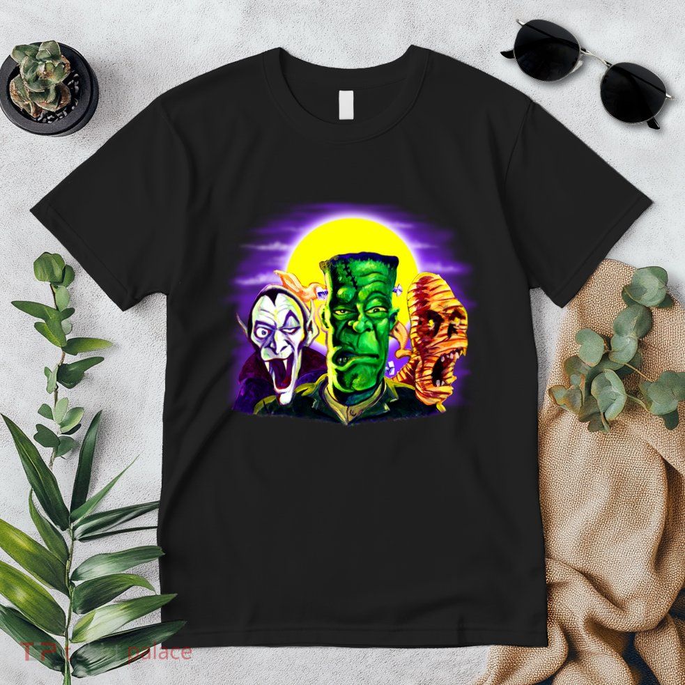 Frankenstein Mummy Three Monsters Premium T-Shirt
