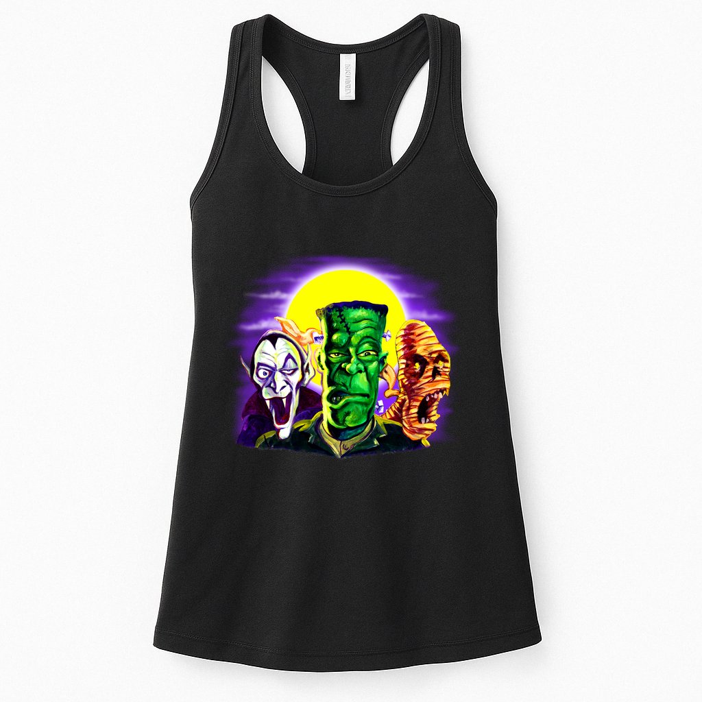 Frankenstein Mummy Three Monsters Womens Tank Top