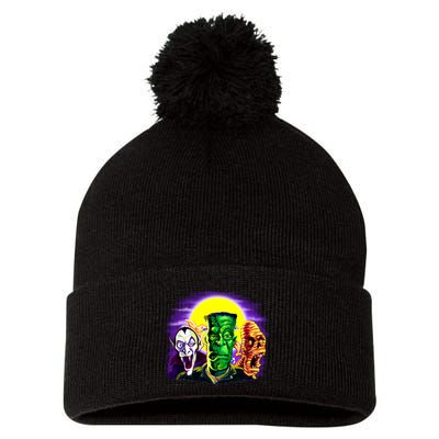 Frankenstein Mummy Three Monsters Pom Pom 12in Knit Beanie