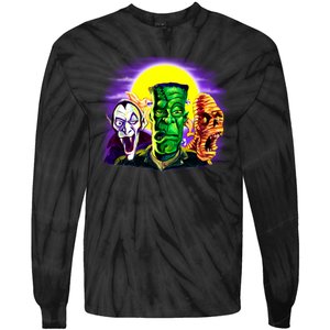 Frankenstein Mummy Three Monsters Tie-Dye Long Sleeve Shirt