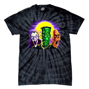 Frankenstein Mummy Three Monsters Tie-Dye T-Shirt