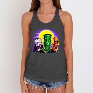 Frankenstein Mummy Three Monsters Women's Knotted Racerback Tank