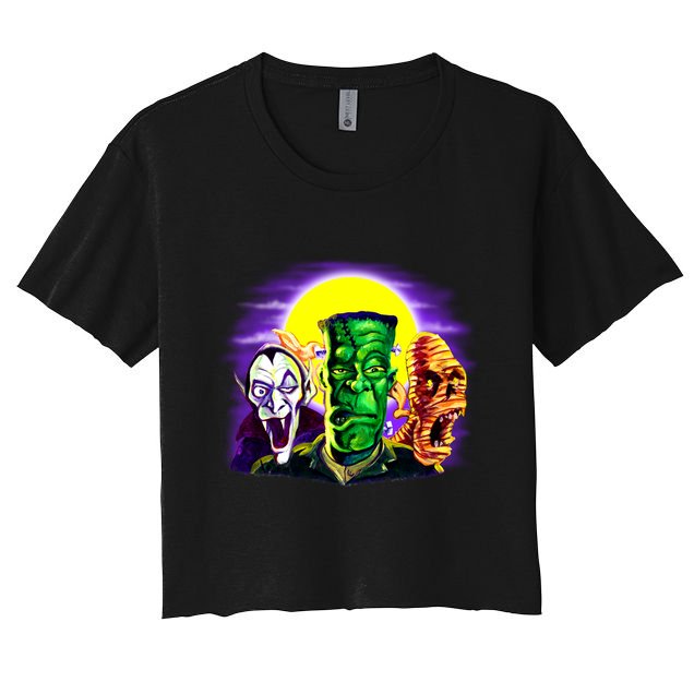 Frankenstein Mummy Three Monsters Crop Top