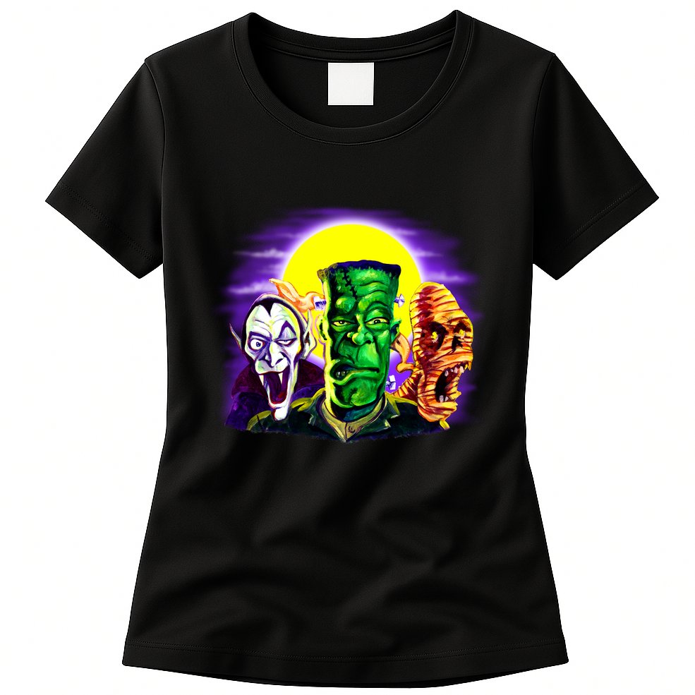 Frankenstein Mummy Three Monsters Womens T-Shirt