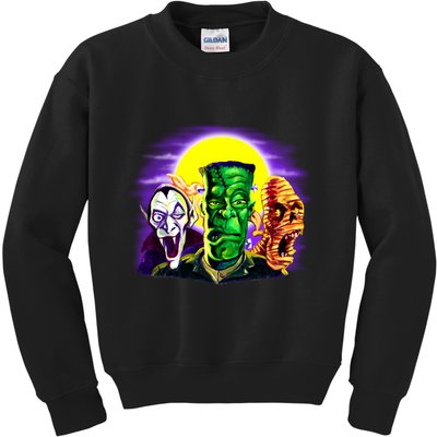 Frankenstein Mummy Three Monsters Kids Sweatshirt
