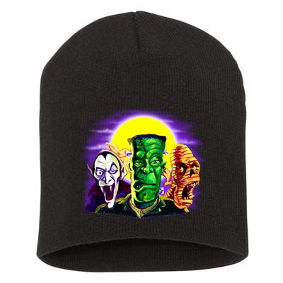 Frankenstein Mummy Three Monsters Short Acrylic Beanie