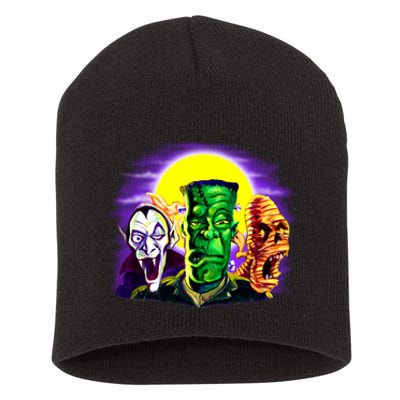 Frankenstein Mummy Three Monsters Short Acrylic Beanie