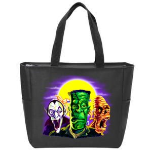 Frankenstein Mummy Three Monsters Zip Tote Bag