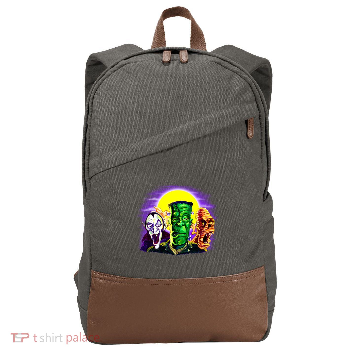 Frankenstein Mummy Three Monsters Cotton Canvas Backpack