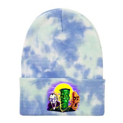 Frankenstein Mummy Three Monsters Tie Dye 12in Knit Beanie