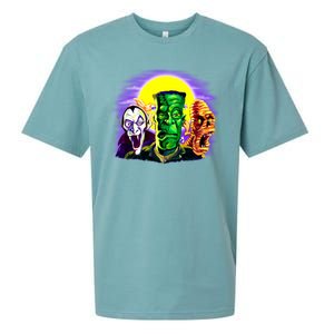 Frankenstein Mummy Three Monsters Sueded Cloud Jersey T-Shirt