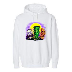 Frankenstein Mummy Three Monsters Garment-Dyed Fleece Hoodie