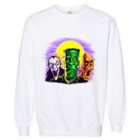 Frankenstein Mummy Three Monsters Garment-Dyed Sweatshirt