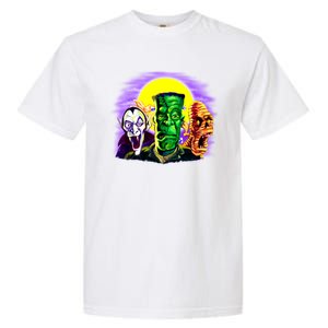 Frankenstein Mummy Three Monsters Garment-Dyed Heavyweight T-Shirt