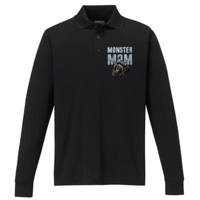 Funny Monster Truck Mom Like Normal Mommy But Wheely Cool Funny Gift Performance Long Sleeve Polo