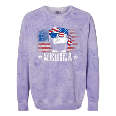 Funny Merica Trump 4th Of July Us American Flag Colorblast Crewneck Sweatshirt