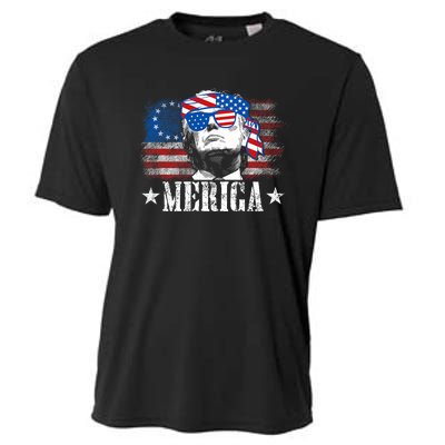 Funny Merica Trump 4th Of July Us American Flag Cooling Performance Crew T-Shirt