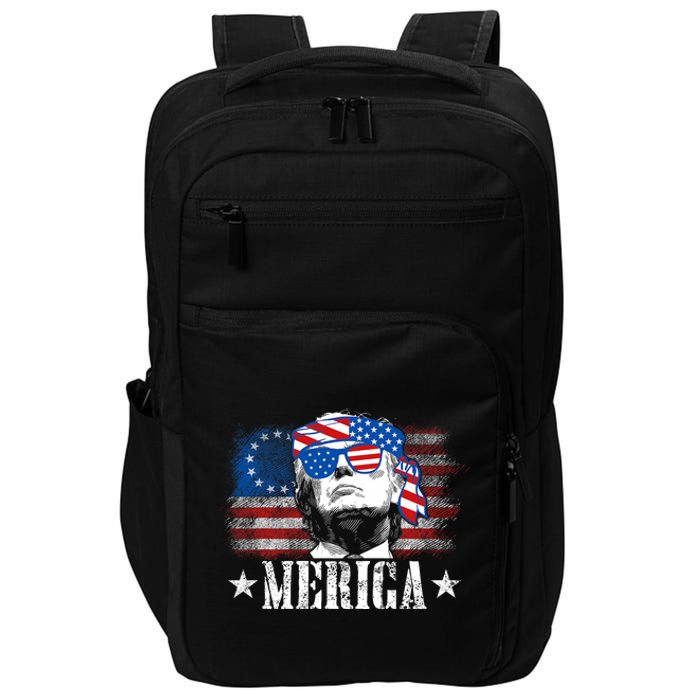 Funny Merica Trump 4th Of July Us American Flag Impact Tech Backpack