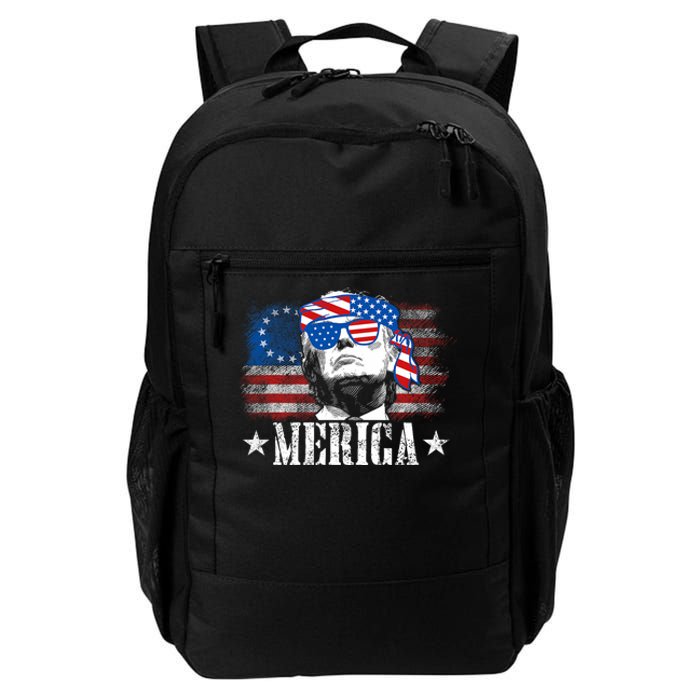 Funny Merica Trump 4th Of July Us American Flag Daily Commute Backpack