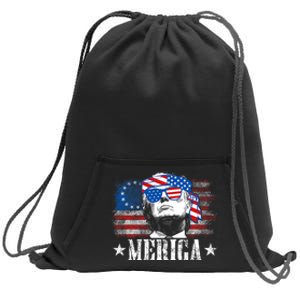 Funny Merica Trump 4th Of July Us American Flag Sweatshirt Cinch Pack Bag