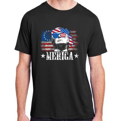 Funny Merica Trump 4th Of July Us American Flag Adult ChromaSoft Performance T-Shirt