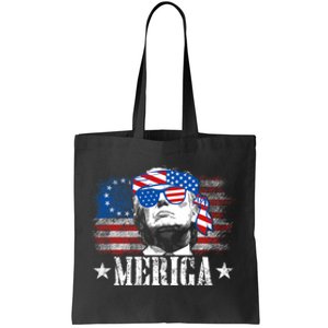 Funny Merica Trump 4th Of July Us American Flag Tote Bag