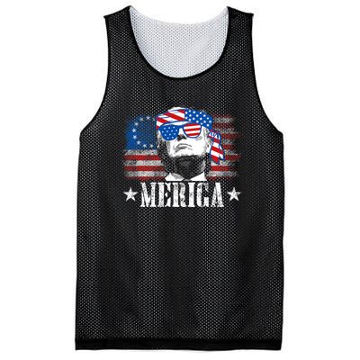 Funny Merica Trump 4th Of July Us American Flag Mesh Reversible Basketball Jersey Tank