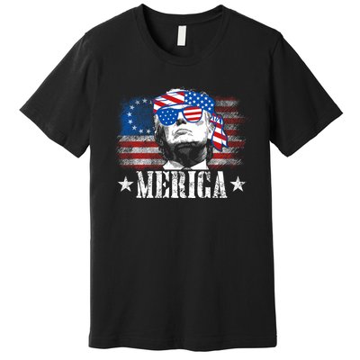 Funny Merica Trump 4th Of July Us American Flag Premium T-Shirt