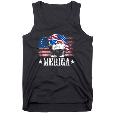 Funny Merica Trump 4th Of July Us American Flag Tank Top