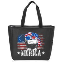 Funny Merica Trump 4th Of July Us American Flag Zip Tote Bag