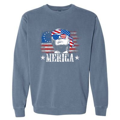 Funny Merica Trump 4th Of July Us American Flag Garment-Dyed Sweatshirt